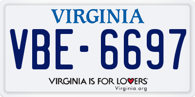 VA license plate VBE6697