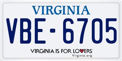 VA license plate VBE6705