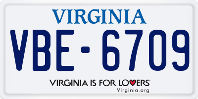 VA license plate VBE6709