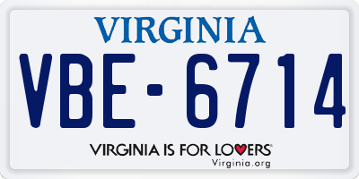 VA license plate VBE6714