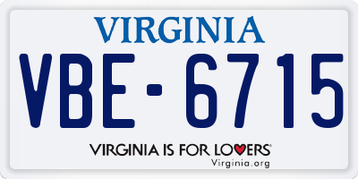 VA license plate VBE6715