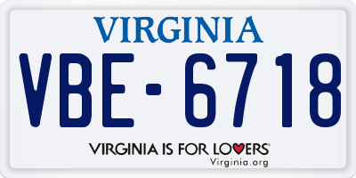 VA license plate VBE6718