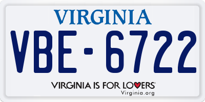 VA license plate VBE6722