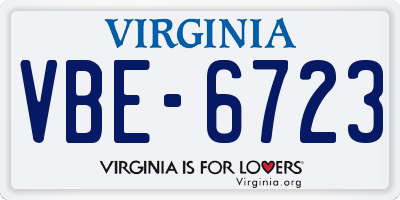 VA license plate VBE6723