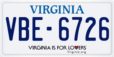 VA license plate VBE6726
