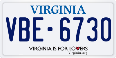 VA license plate VBE6730