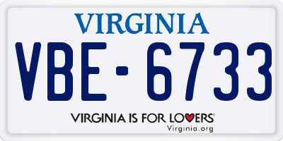 VA license plate VBE6733