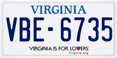 VA license plate VBE6735