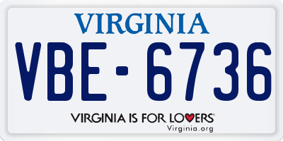 VA license plate VBE6736