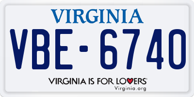 VA license plate VBE6740