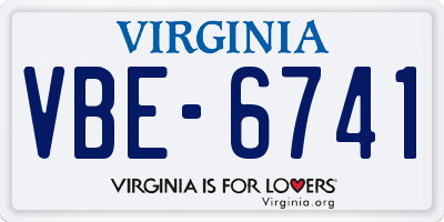 VA license plate VBE6741