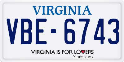 VA license plate VBE6743