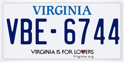 VA license plate VBE6744