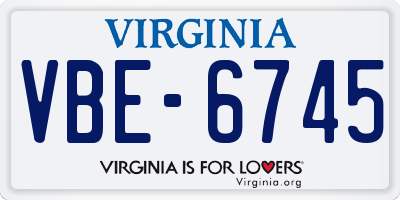 VA license plate VBE6745