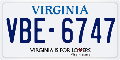 VA license plate VBE6747