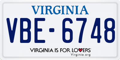 VA license plate VBE6748