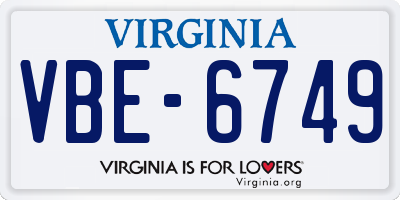 VA license plate VBE6749