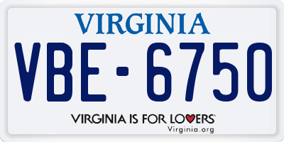 VA license plate VBE6750