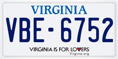 VA license plate VBE6752