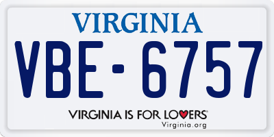 VA license plate VBE6757