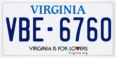 VA license plate VBE6760