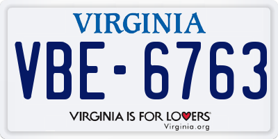 VA license plate VBE6763