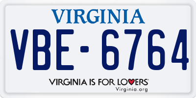 VA license plate VBE6764