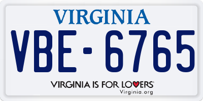 VA license plate VBE6765