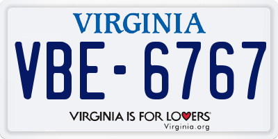 VA license plate VBE6767