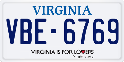 VA license plate VBE6769