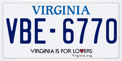 VA license plate VBE6770