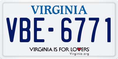 VA license plate VBE6771