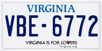 VA license plate VBE6772