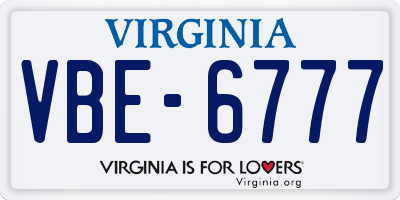 VA license plate VBE6777