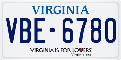 VA license plate VBE6780