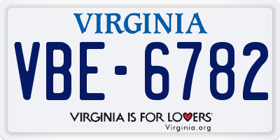 VA license plate VBE6782