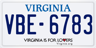 VA license plate VBE6783