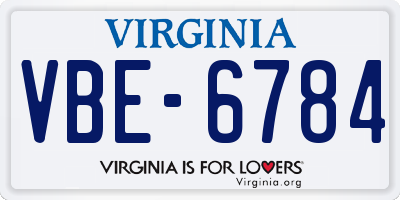VA license plate VBE6784