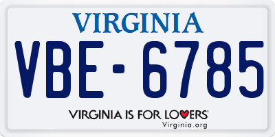 VA license plate VBE6785