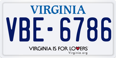 VA license plate VBE6786