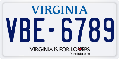 VA license plate VBE6789