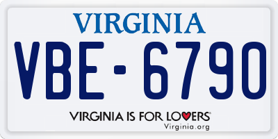 VA license plate VBE6790