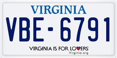 VA license plate VBE6791