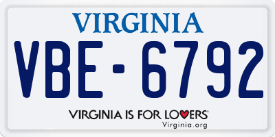 VA license plate VBE6792
