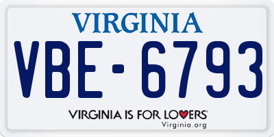 VA license plate VBE6793
