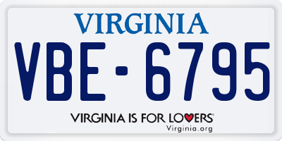 VA license plate VBE6795