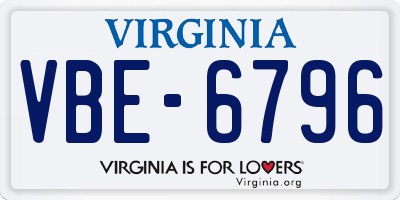 VA license plate VBE6796