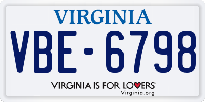 VA license plate VBE6798