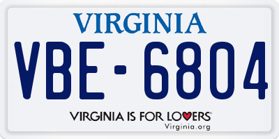 VA license plate VBE6804