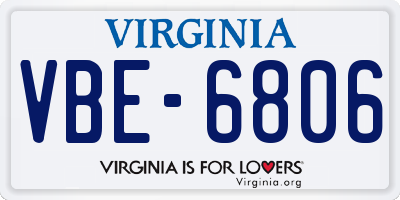 VA license plate VBE6806